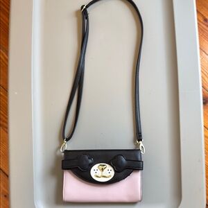 Betsey Johnson Black and Pink Crossbody Bags with Elegant Gold Details